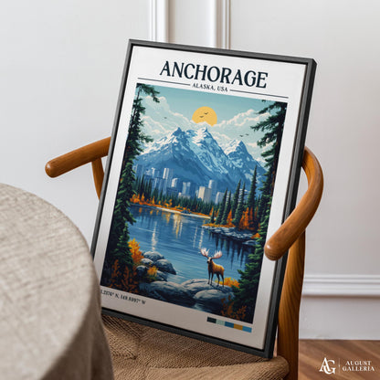 Anchorage Alaska Retro Travel Print