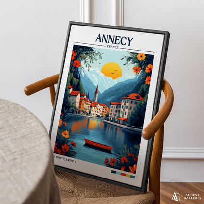 Annecy France Retro Travel Print