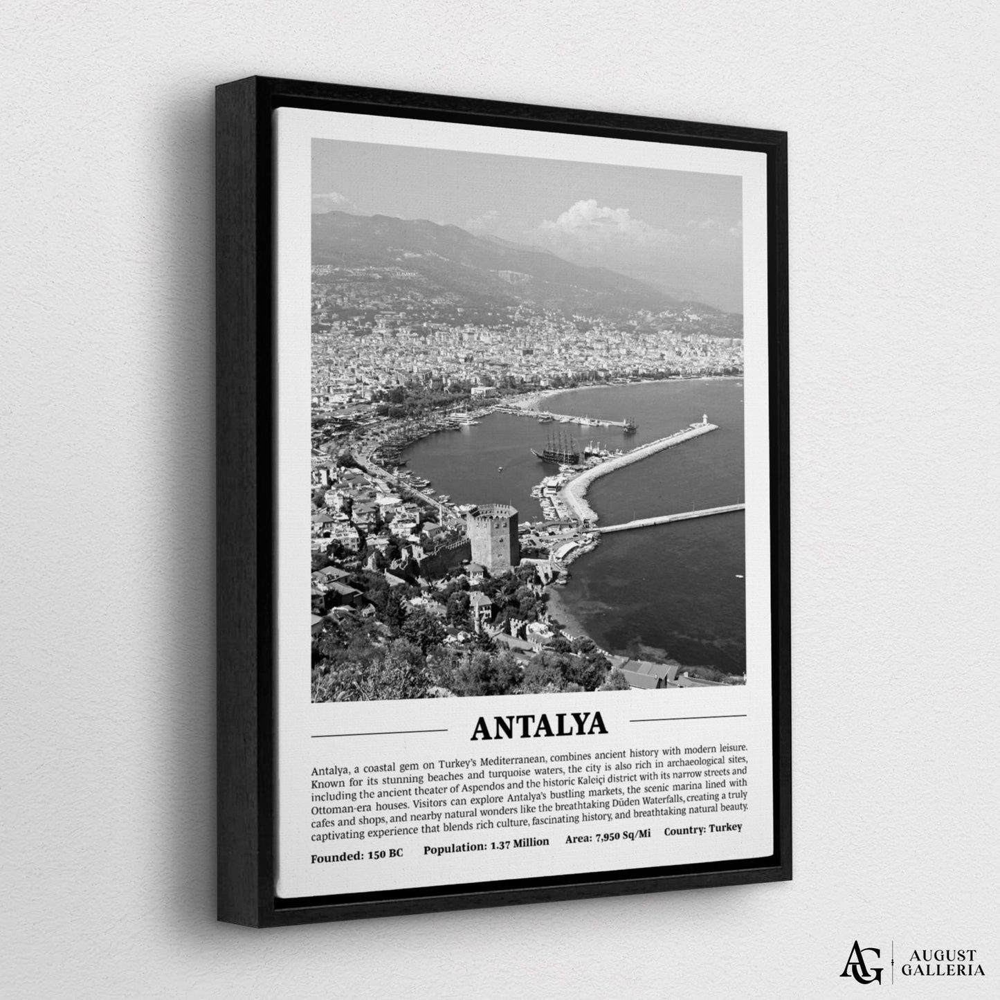 Antalya Black & White City Print