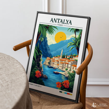 Antalya Turkey Retro Travel Print