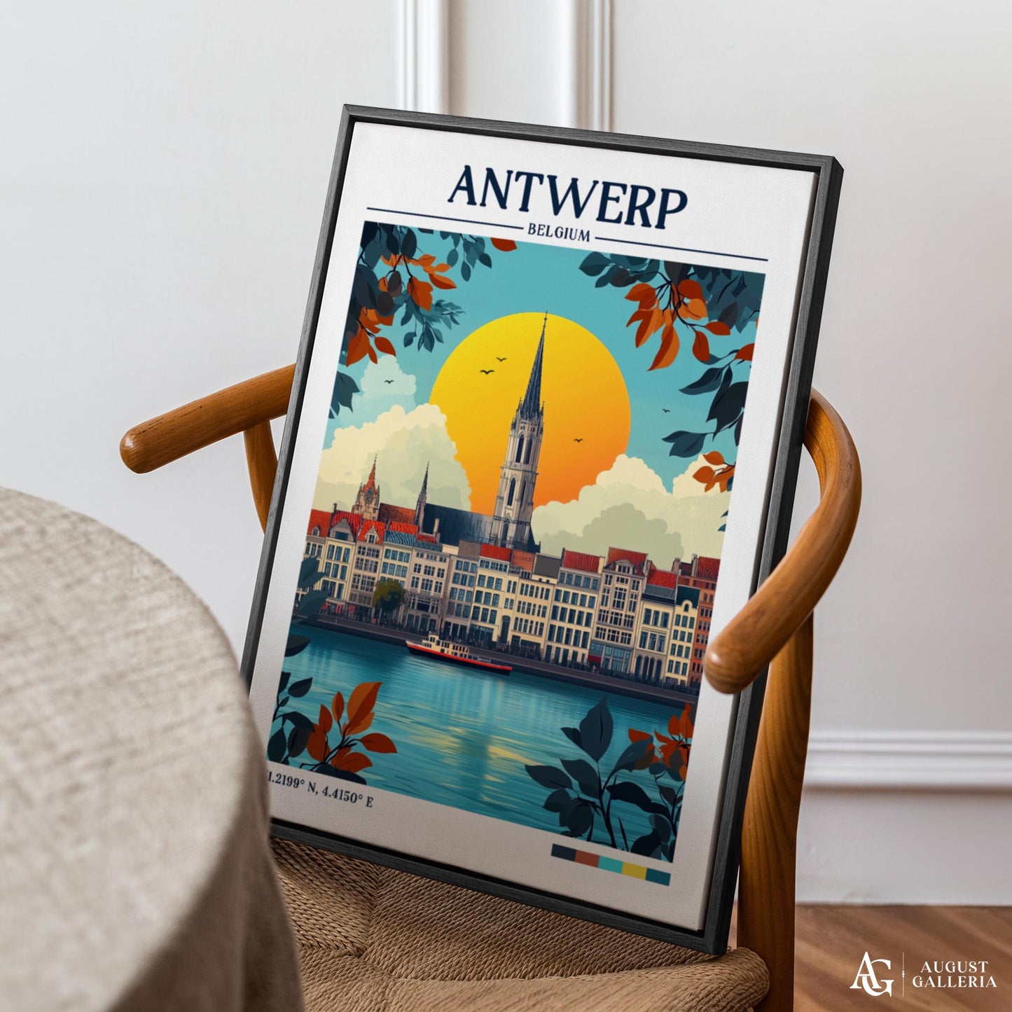 Antwerp Belgium Retro Travel Print