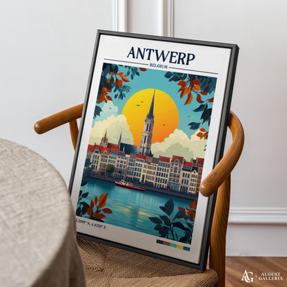 Antwerp Belgium Retro Travel Print