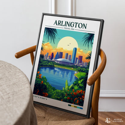 Arlington Texas Retro Travel Print