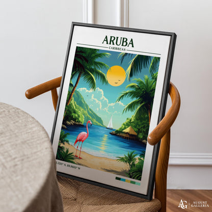 Aruba Caribbean Retro Travel Print