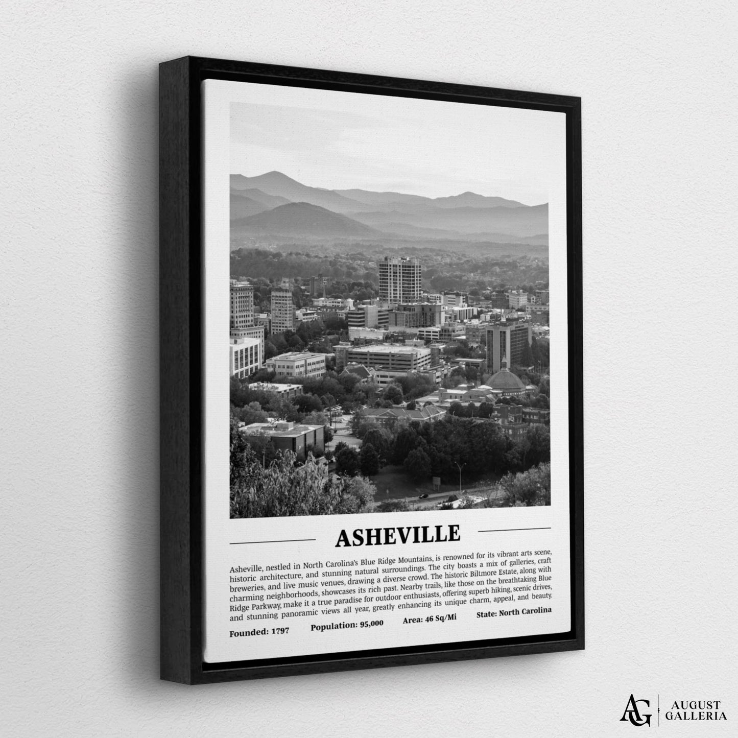 Asheville Black & White City Print