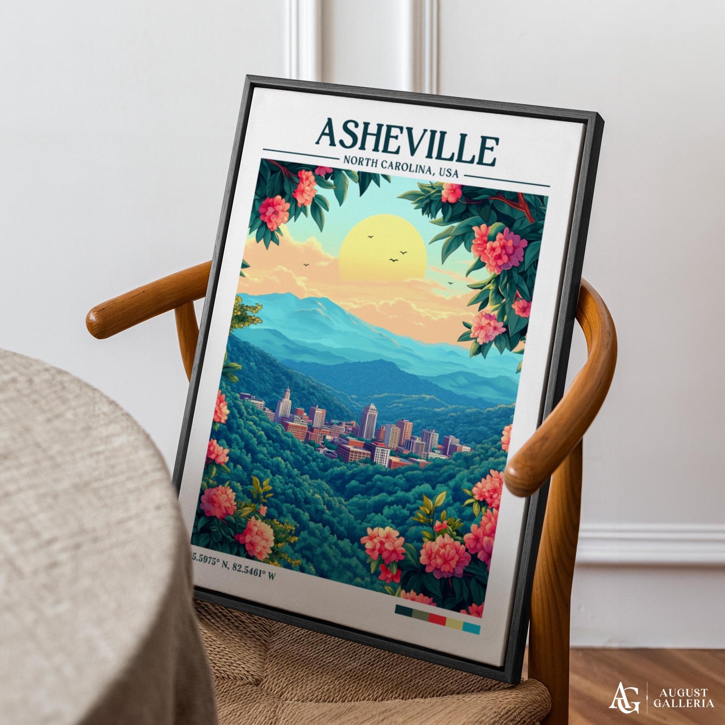 Asheville North Carolina Retro Travel Print