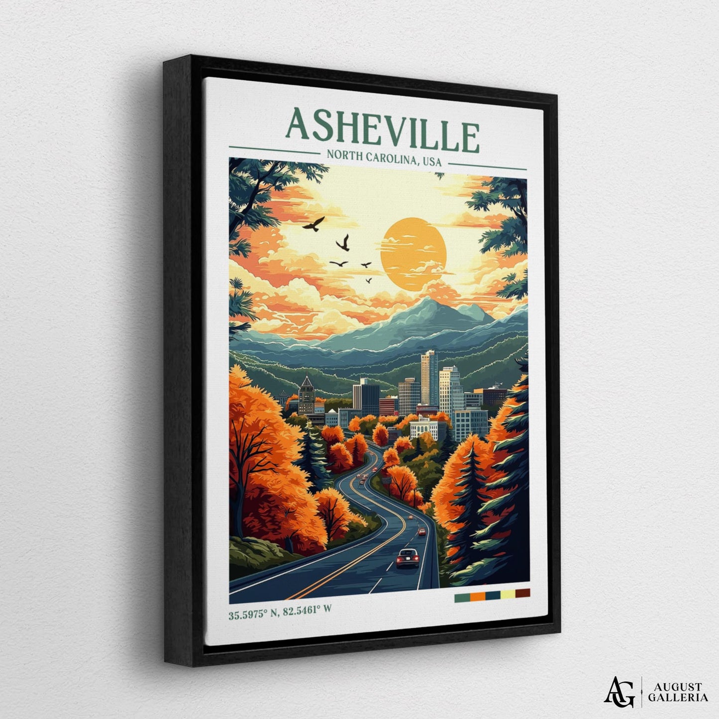 Asheville North Carolina Retro Travel Print