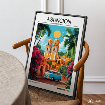 Asunción Paraguay Retro Travel Print