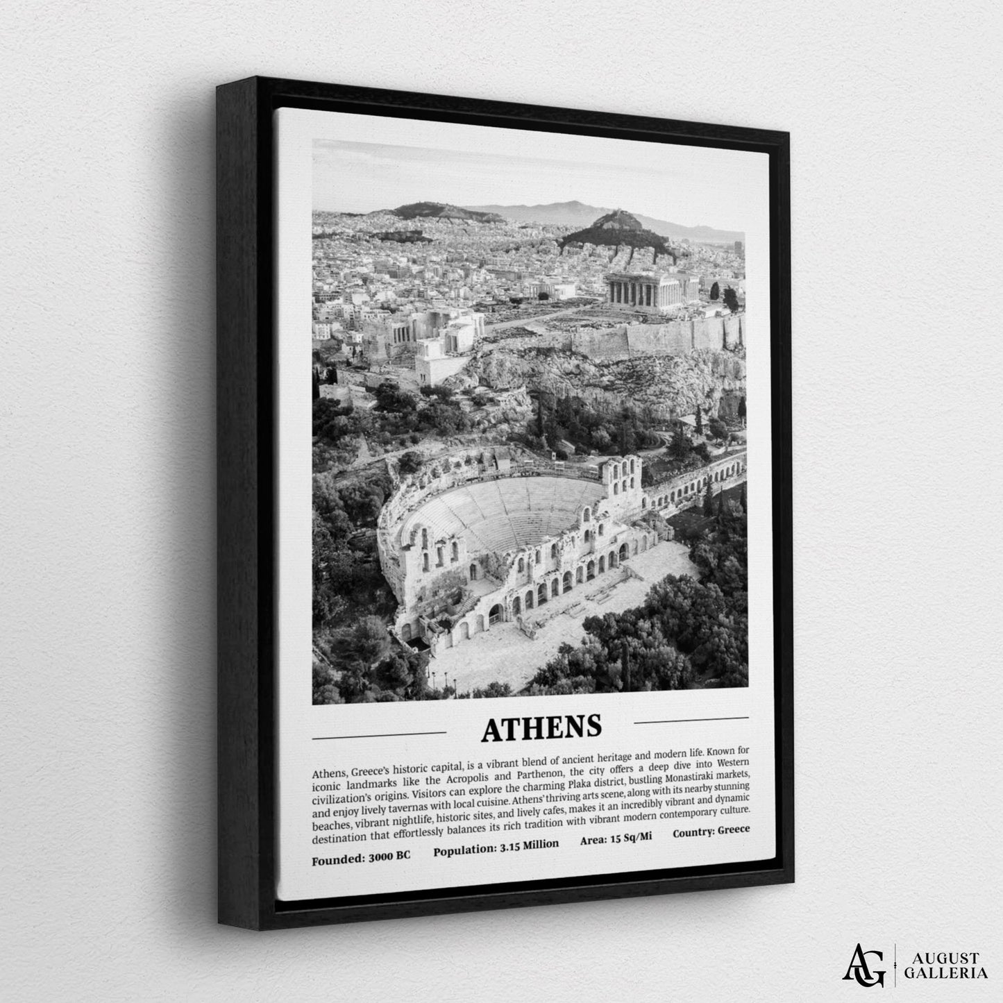 Athens Black & White City Print