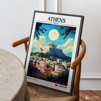 Athens Greece Retro Travel Print