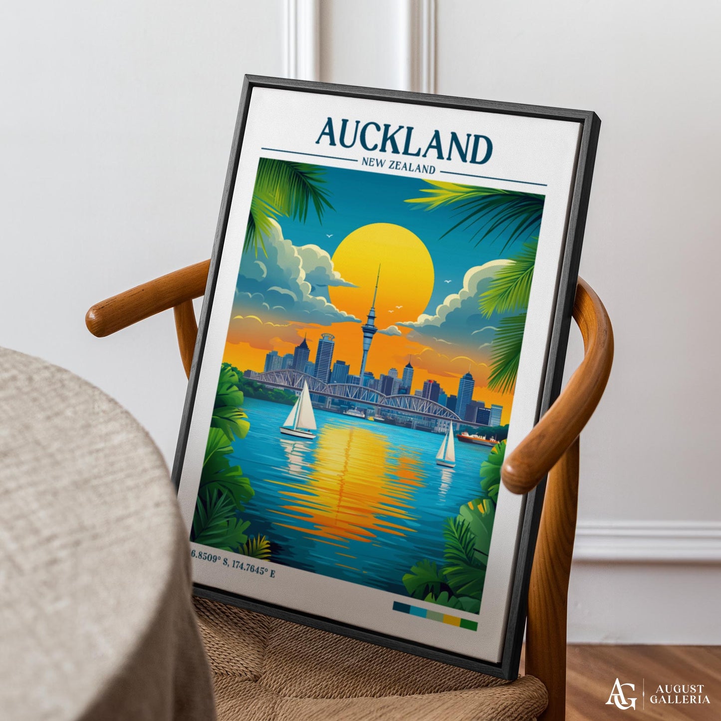 Auckland New Zealand Retro Travel Print