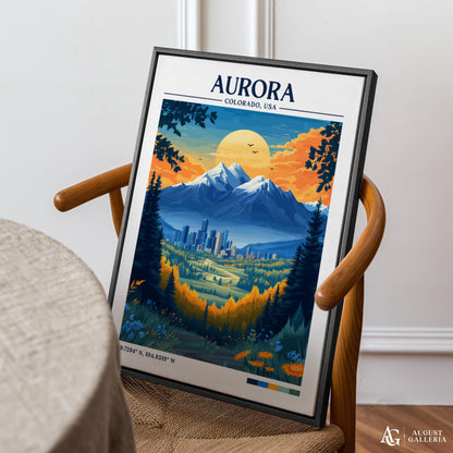 Aurora Colorado Retro Travel Print