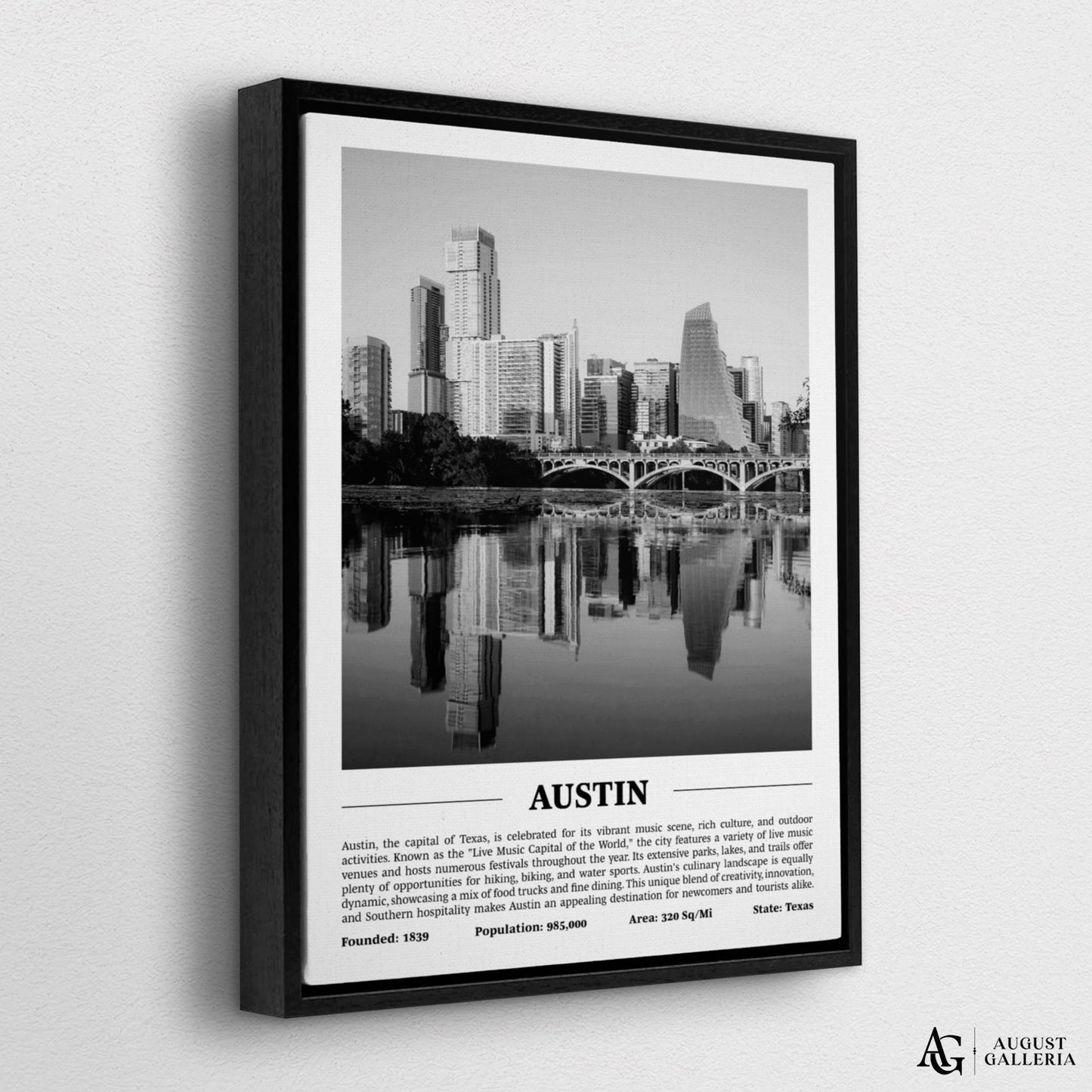 Austin Black & White City Print