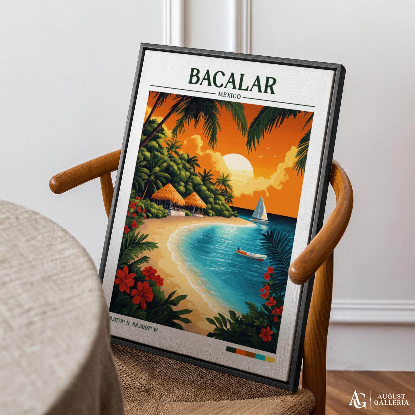 Bacalar Mexico Retro Travel Print