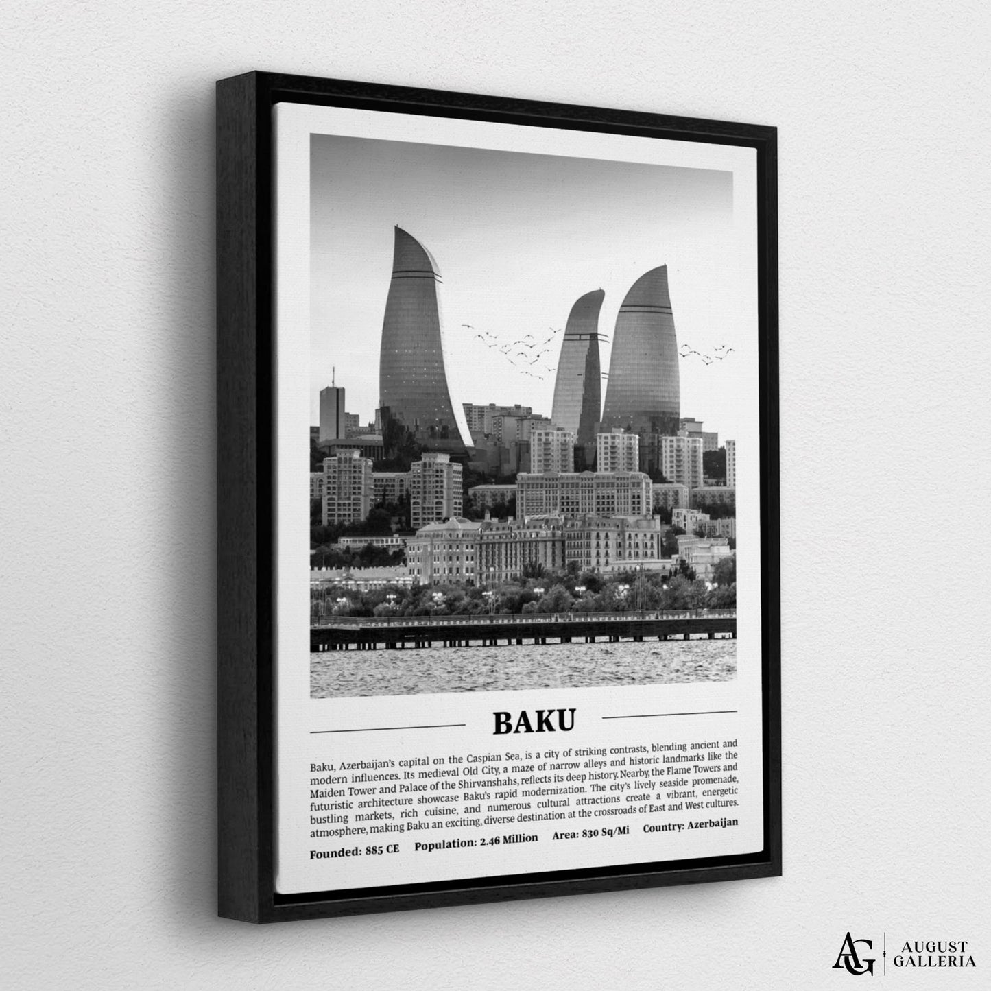 Baku Black & White City Print