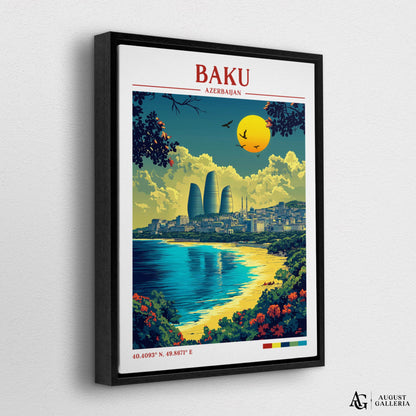 Baku Azerbaijan Retro Travel Print