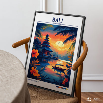 Bali Indonesia Retro Travel Print