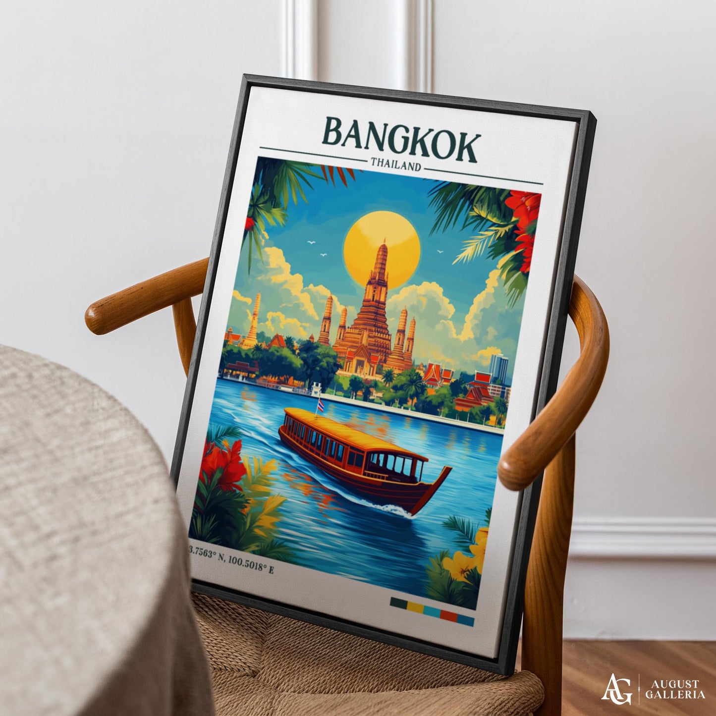 Bangkok Thailand Retro Travel Print