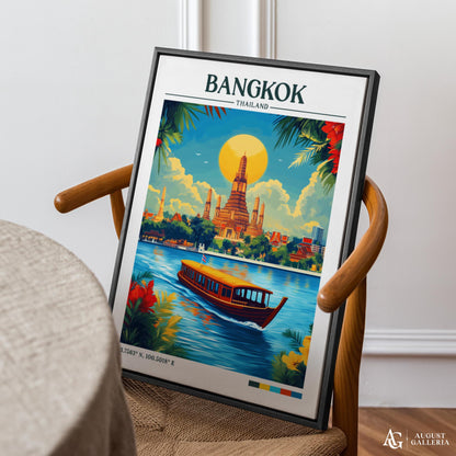 Bangkok Thailand Retro Travel Print