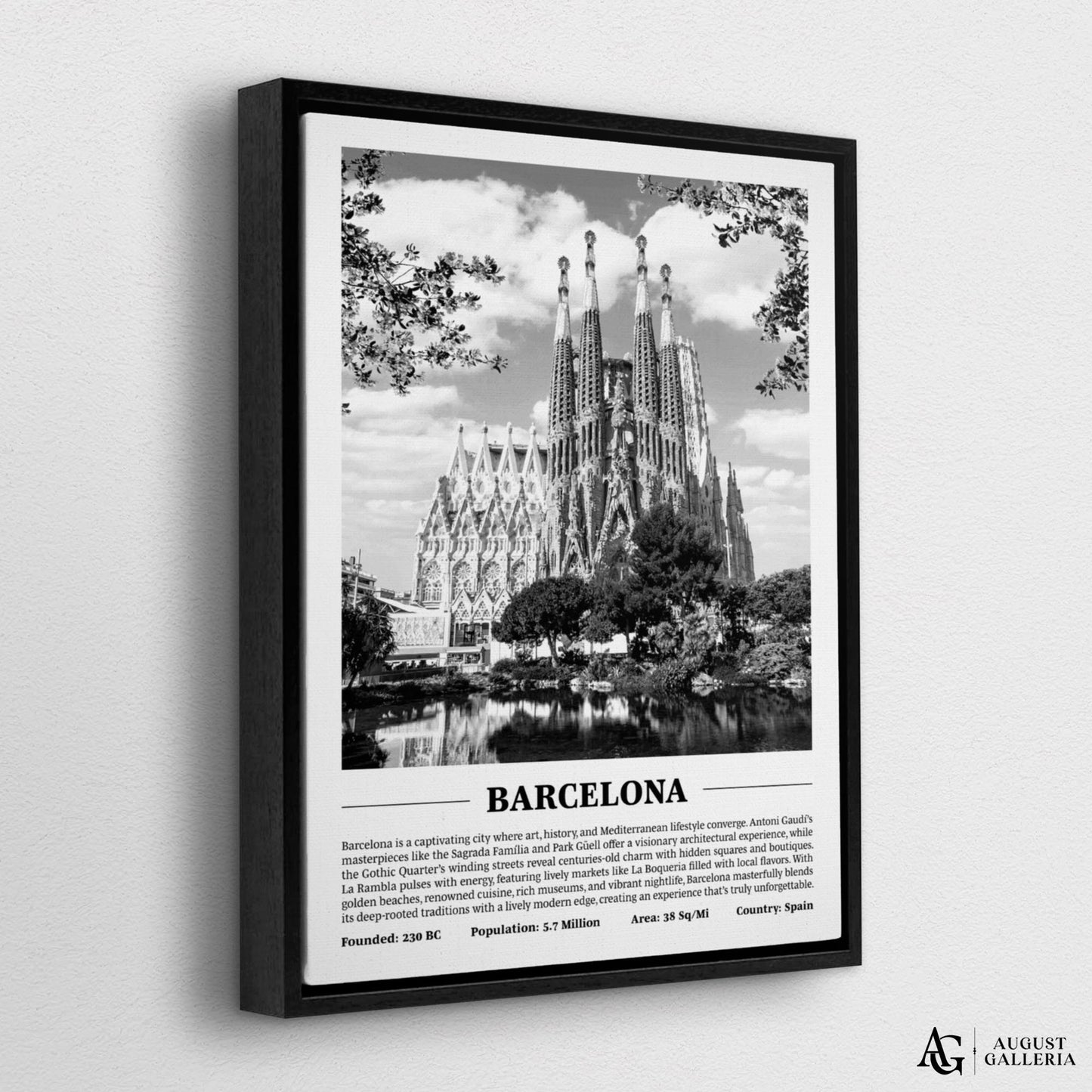 Barcelona Black & White City Print