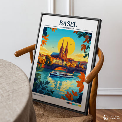 Basel Switzerland Retro Travel Print