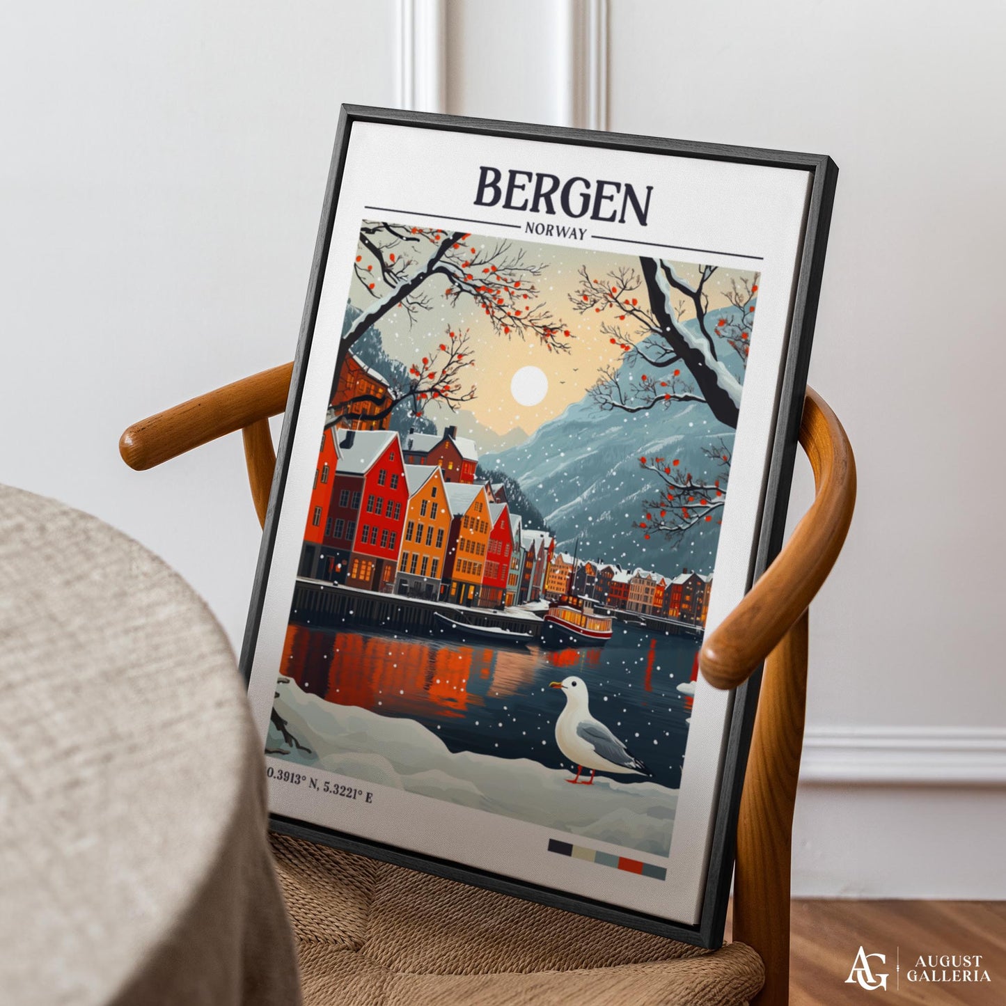 Bergen Norway Retro Travel Print
