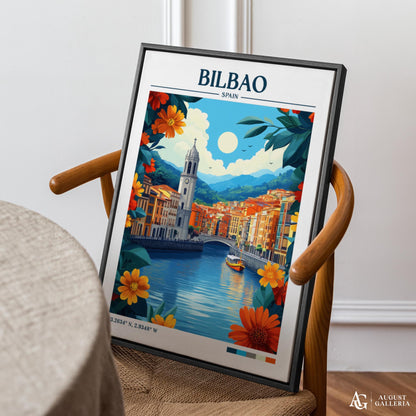 Bilbao Spain Retro Travel Print
