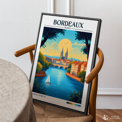 Bordeaux France Retro Travel Print