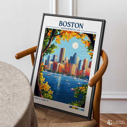 Boston Massachusetts Retro Travel Print