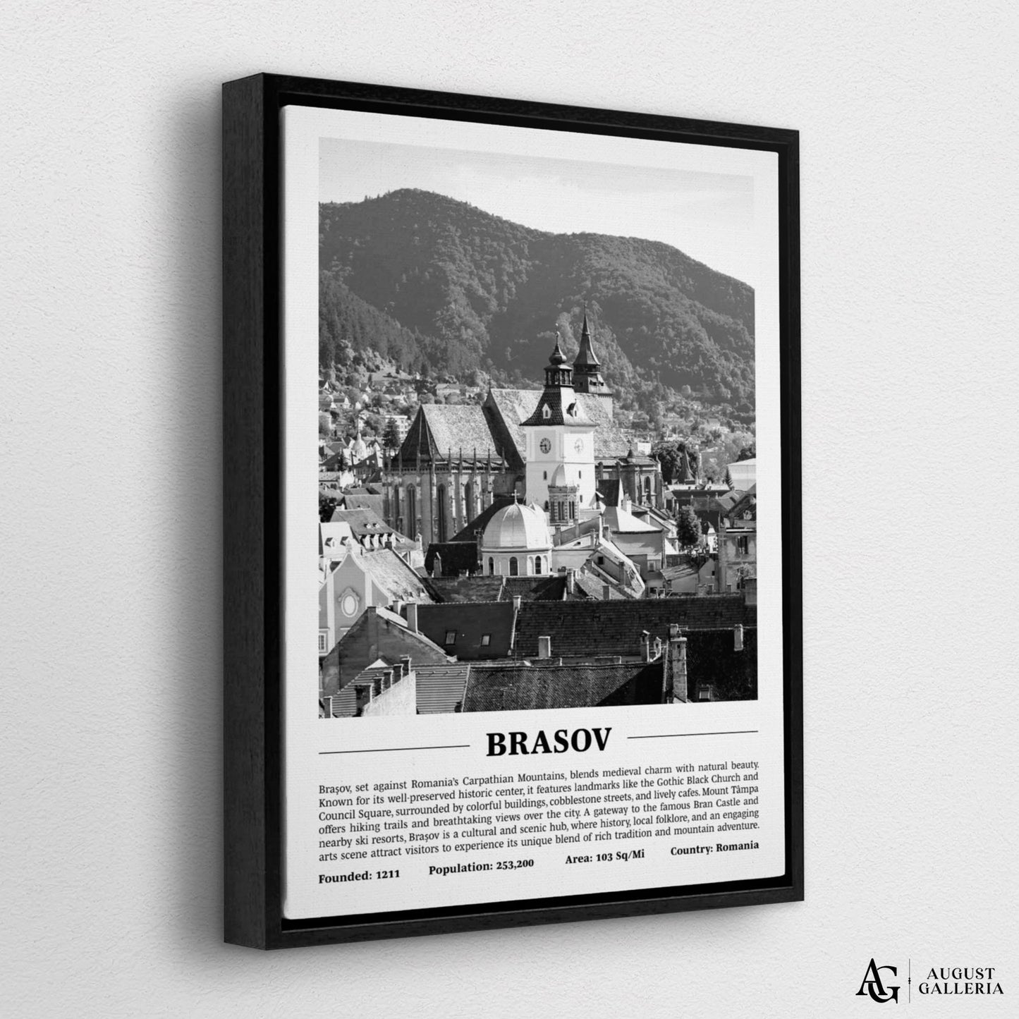 Brașov Black & White City Print