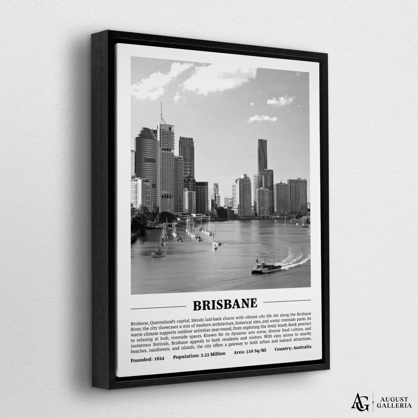 Brisbane Black & White City Print