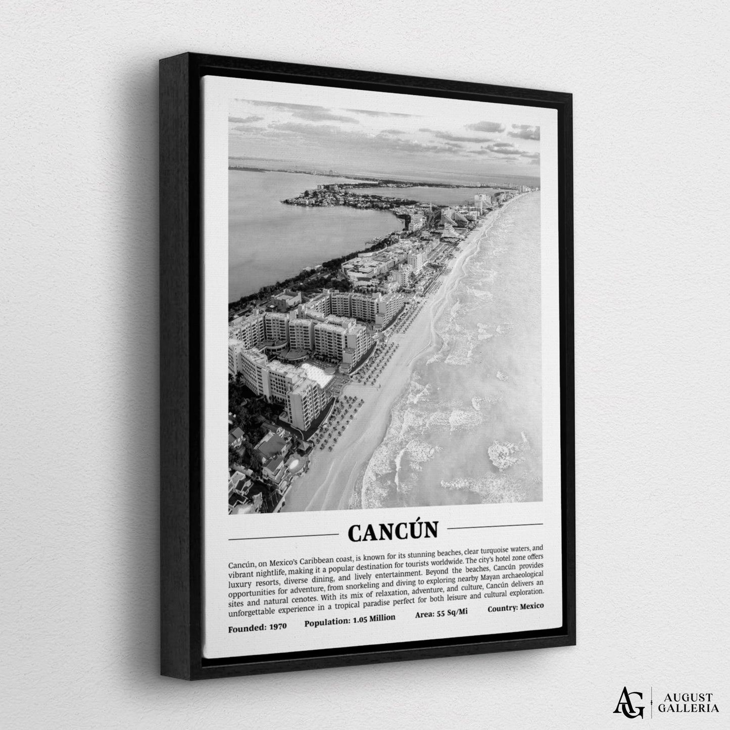 Cancún Black & White City Print