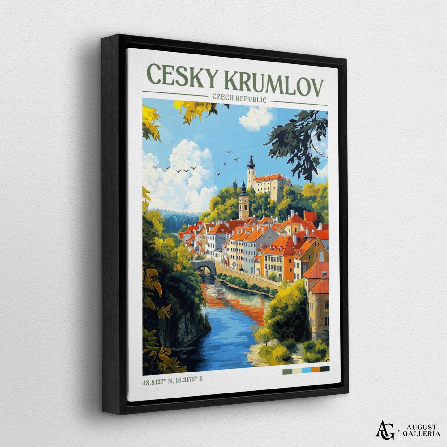 Český Krumlov Czech Republic Retro Travel Print