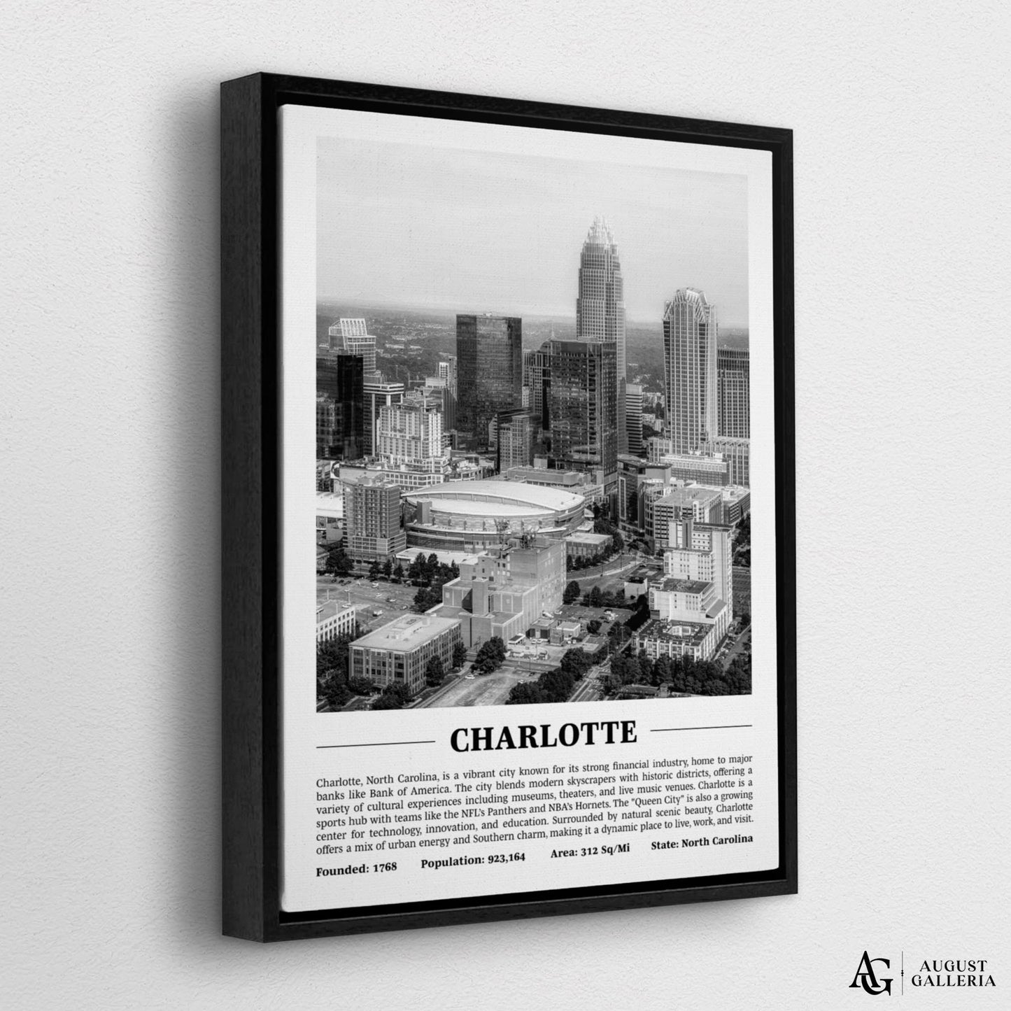 Charlotte Black & White City Print