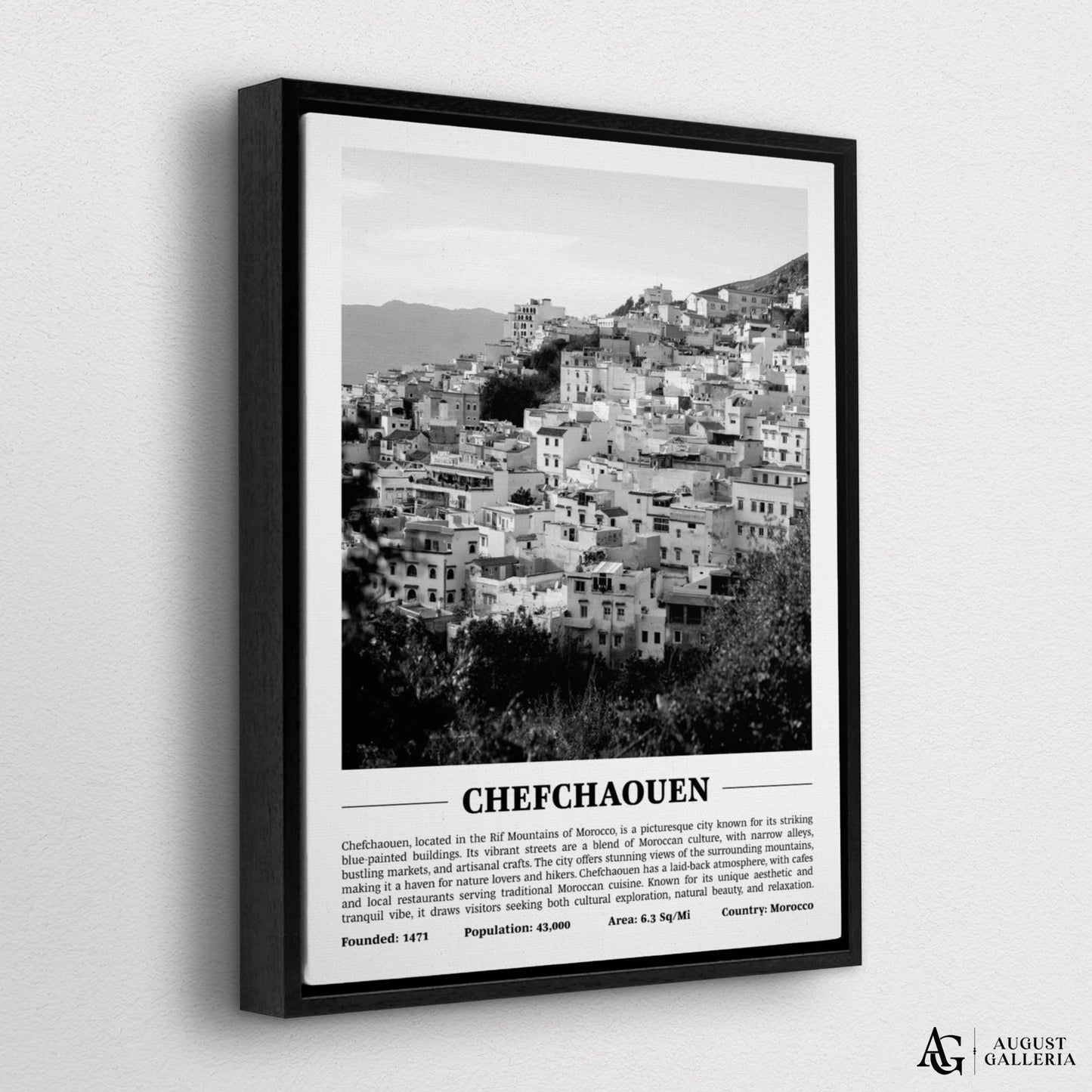 Chefchaouen Black & White City Print