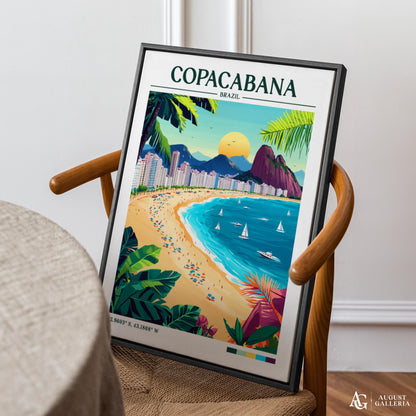 Copacabana Brazil Retro Travel Print