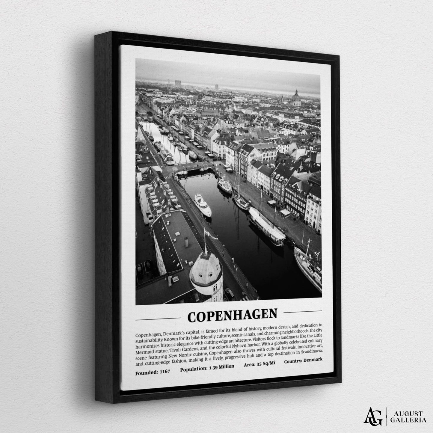 Copenhagen Black & White City Print