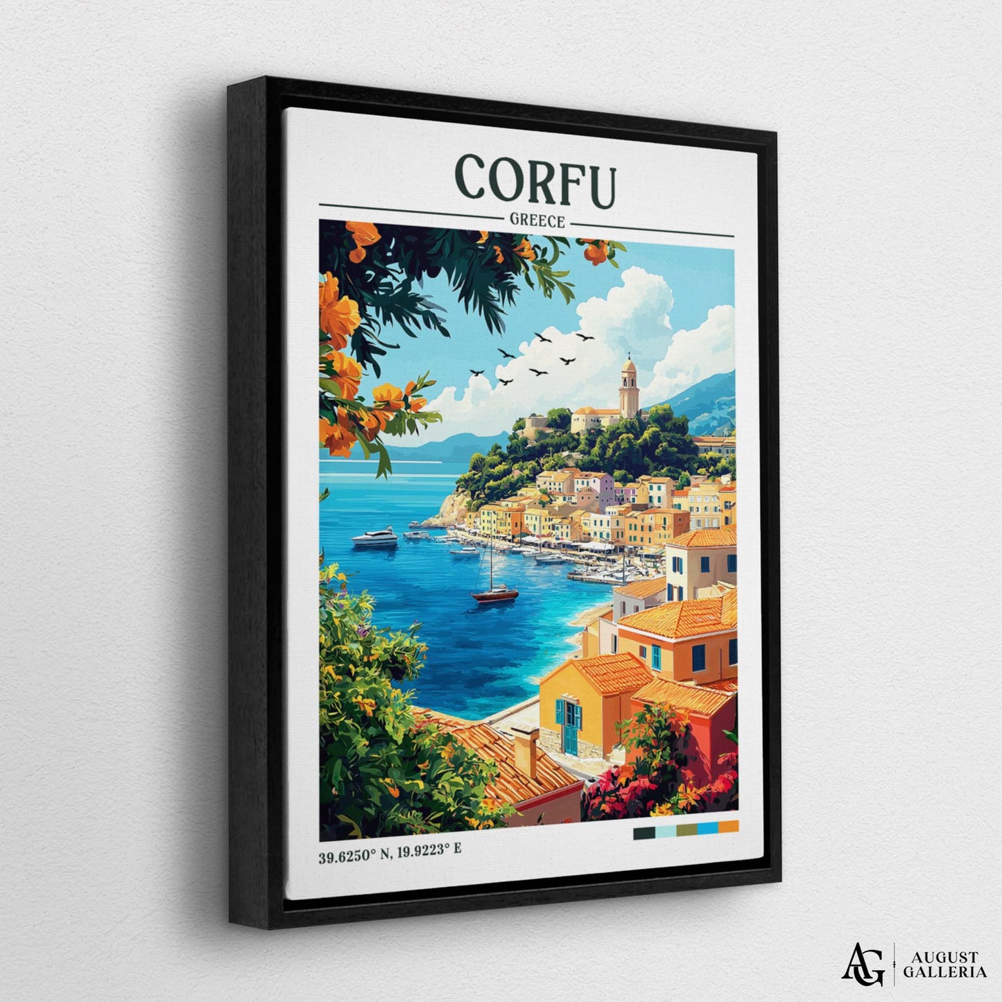 Corfu Greece Retro Travel Print
