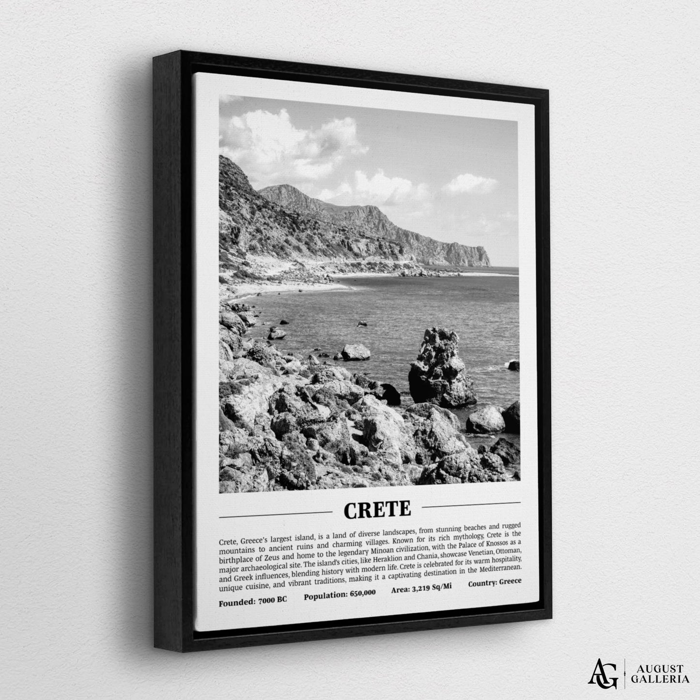 Crete Black & White City Print