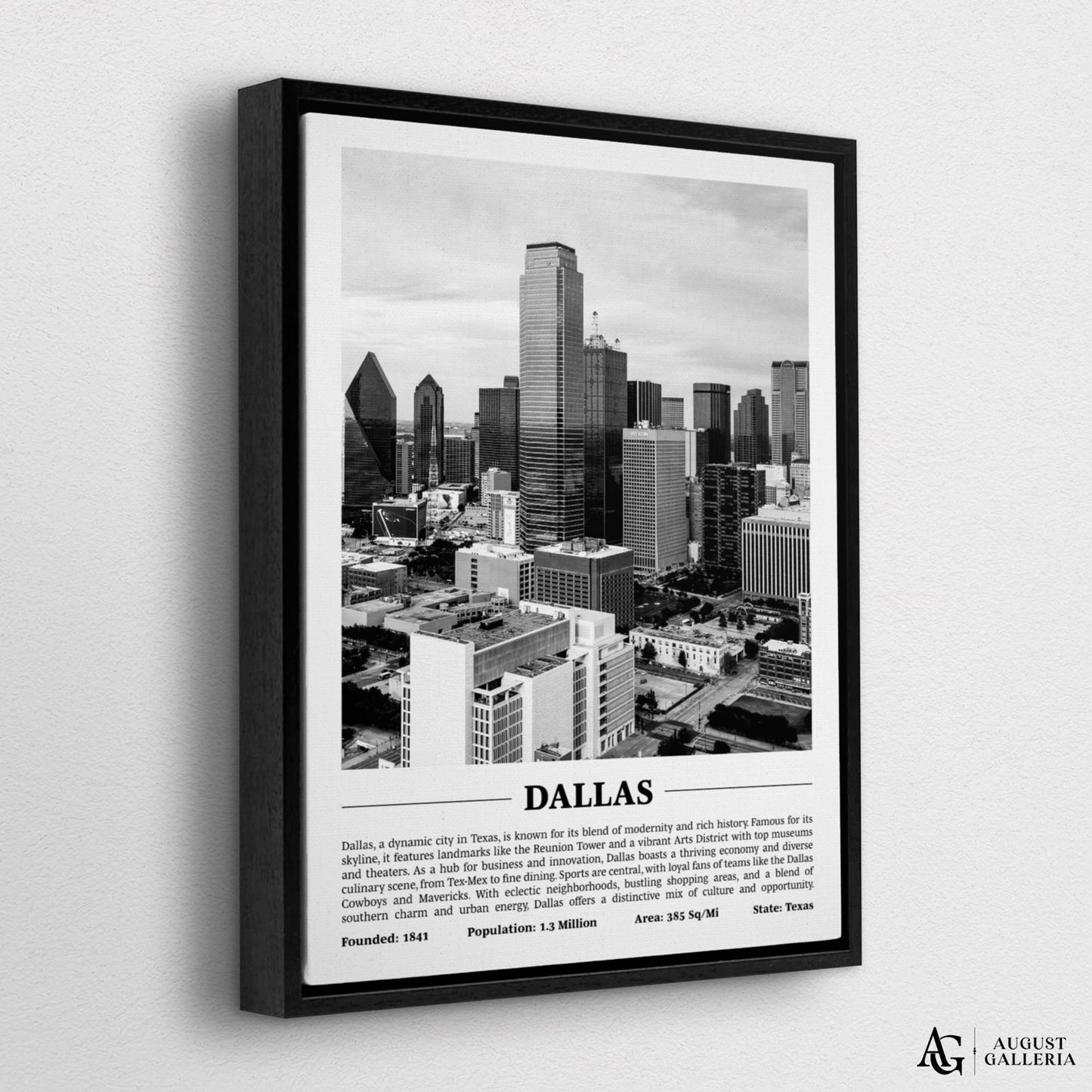 Dallas Black & White City Print