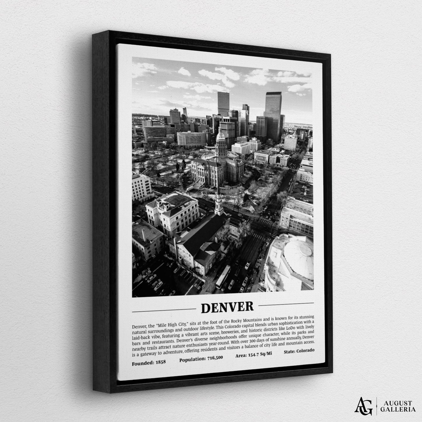 Denver Black & White City Print