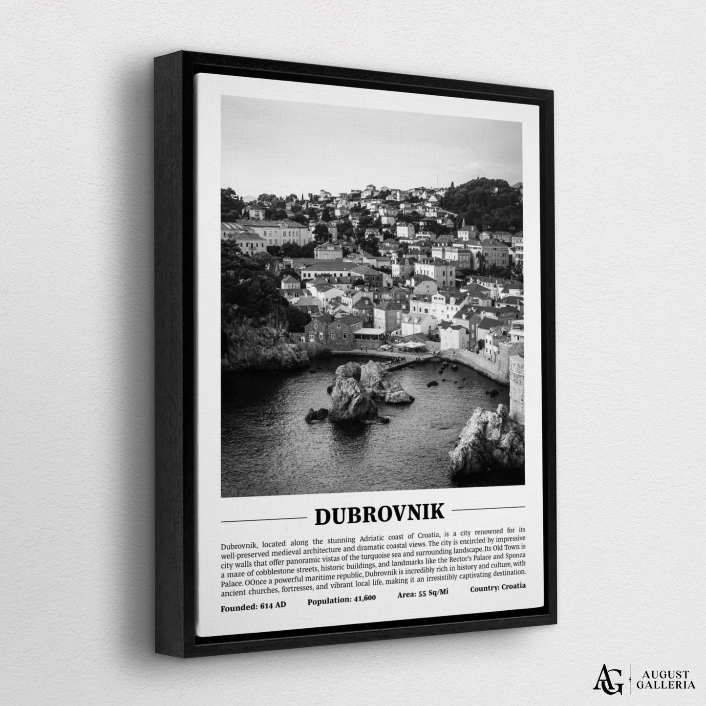 Dubrovnik Black & White City Print