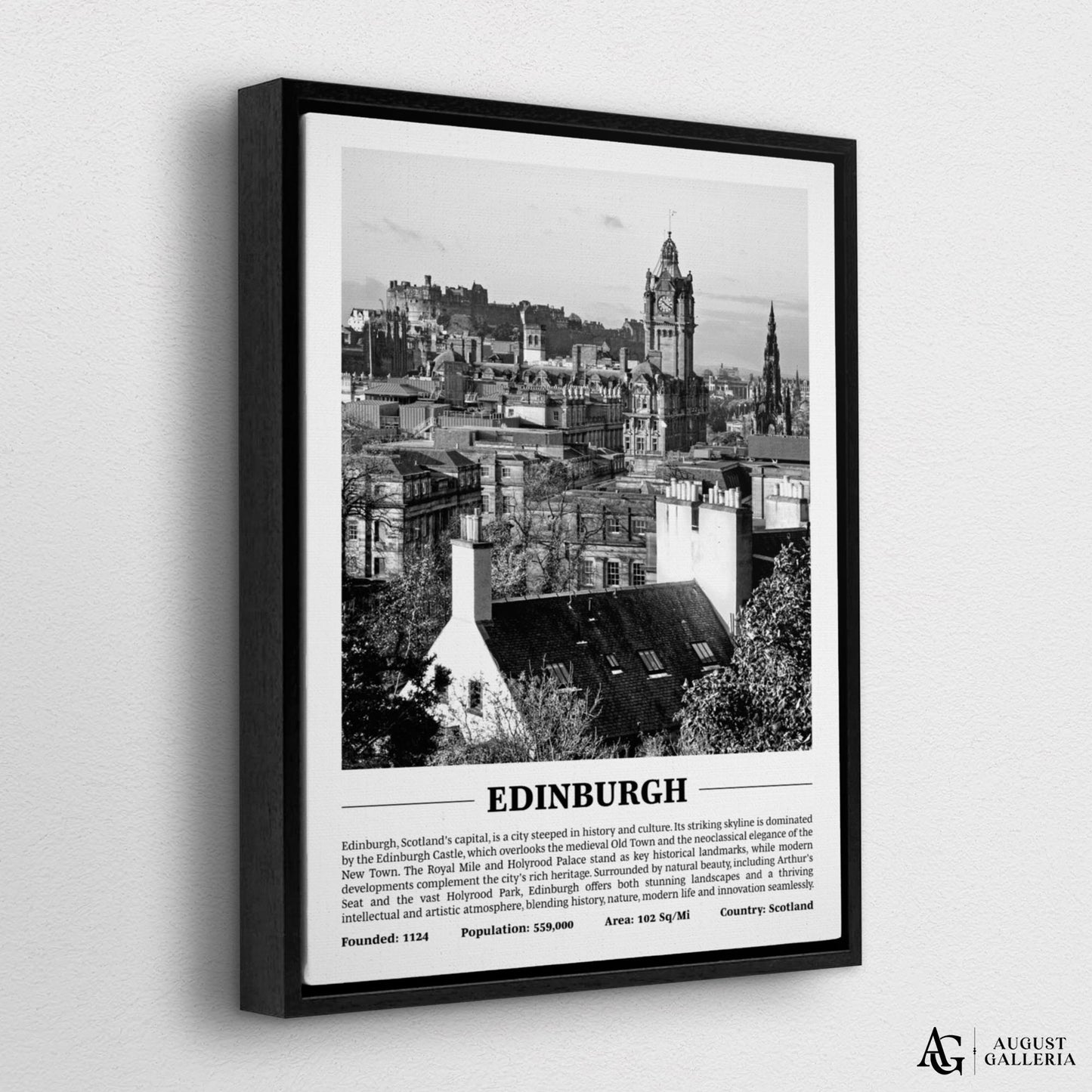 Edinburgh Black & White City Print