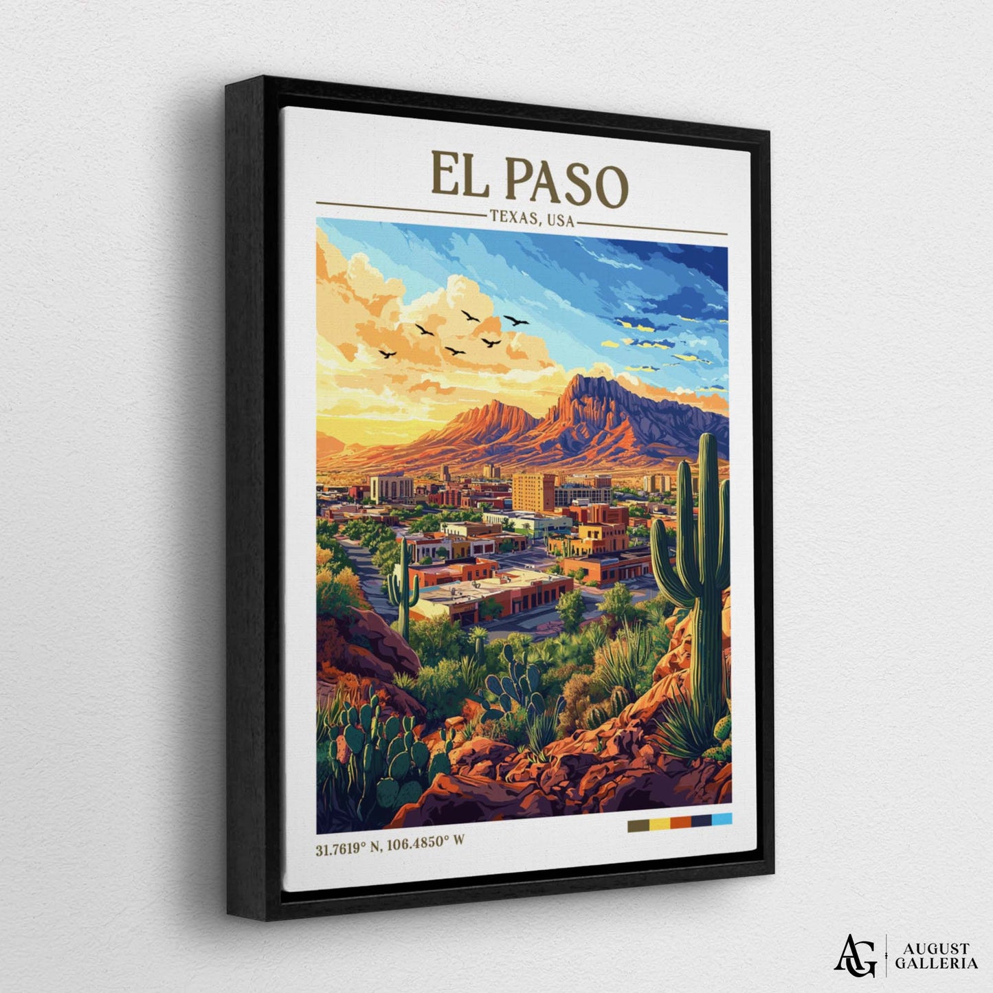 El Paso Texas Retro Travel Print