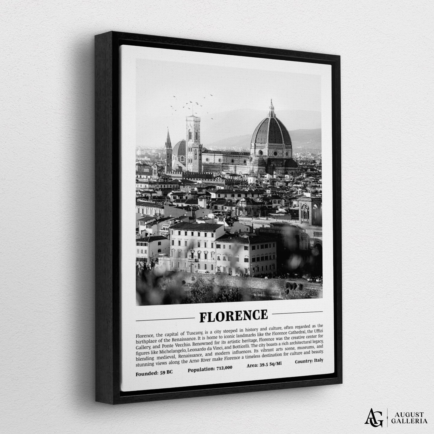 Florence Black & White City Print