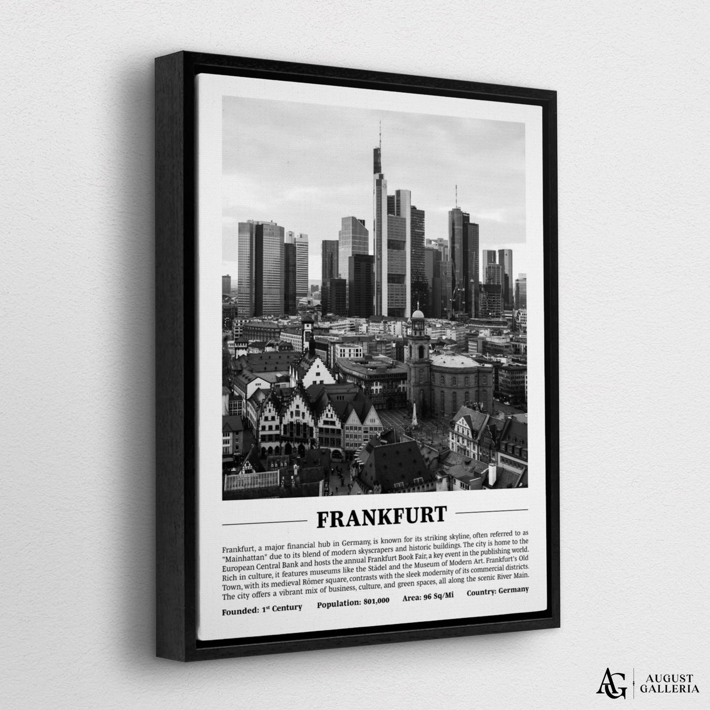 Frankfurt Black & White City Print