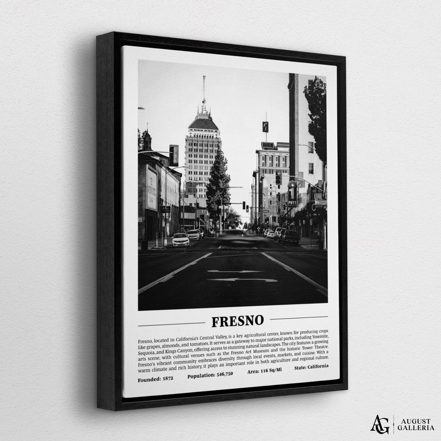 Fresno Black & White City Print