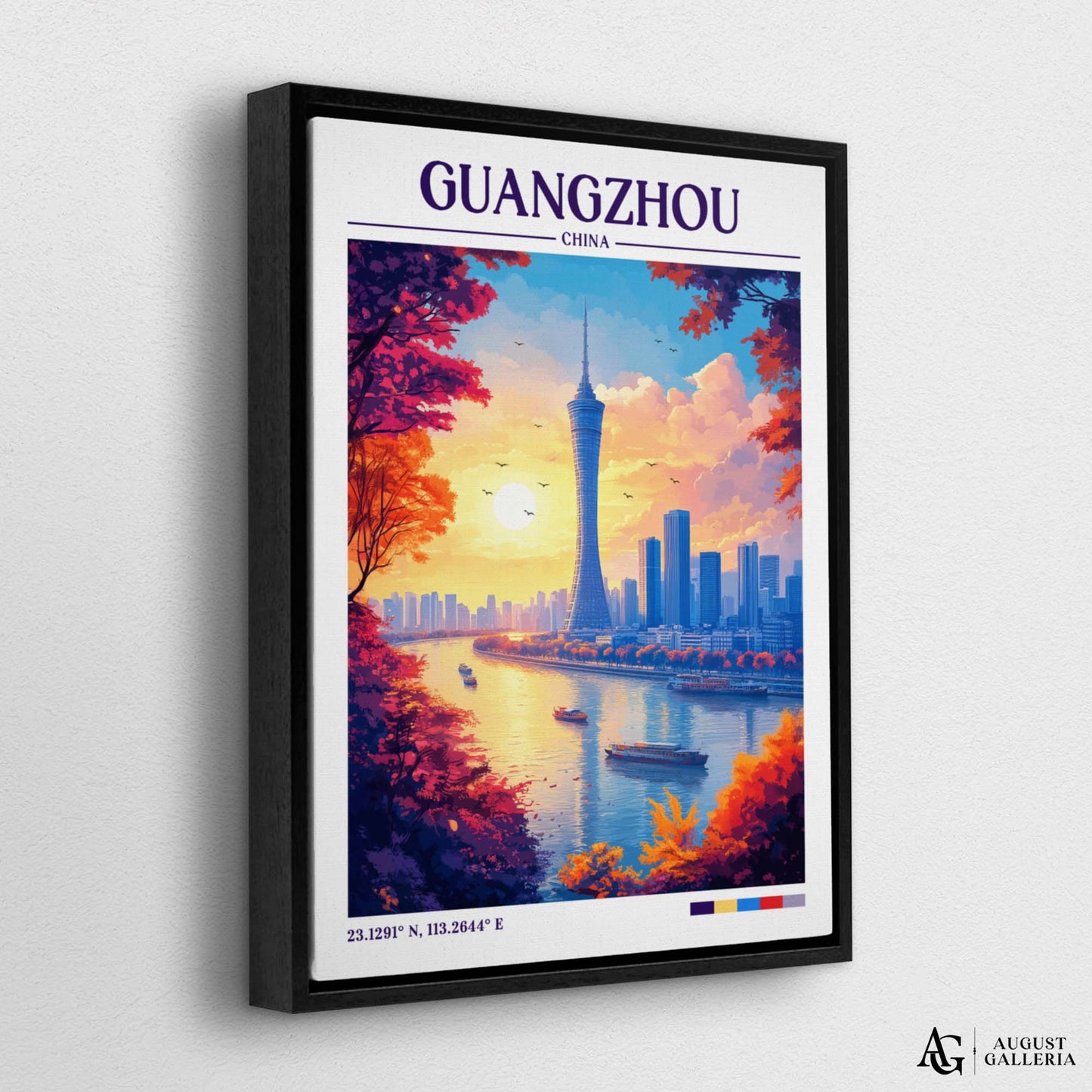 Guangzhou China Retro Travel Print
