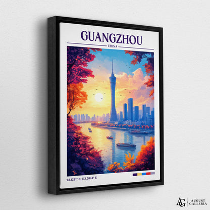 Guangzhou China Retro Travel Print