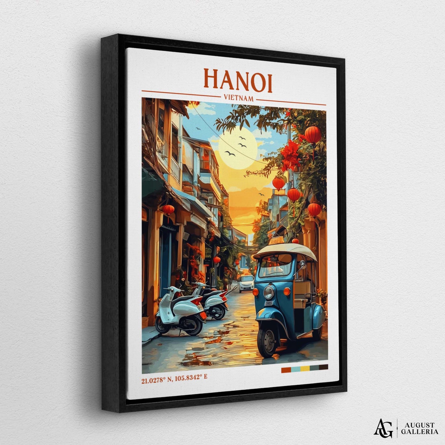 Hanoi Vietnam Retro Travel Print